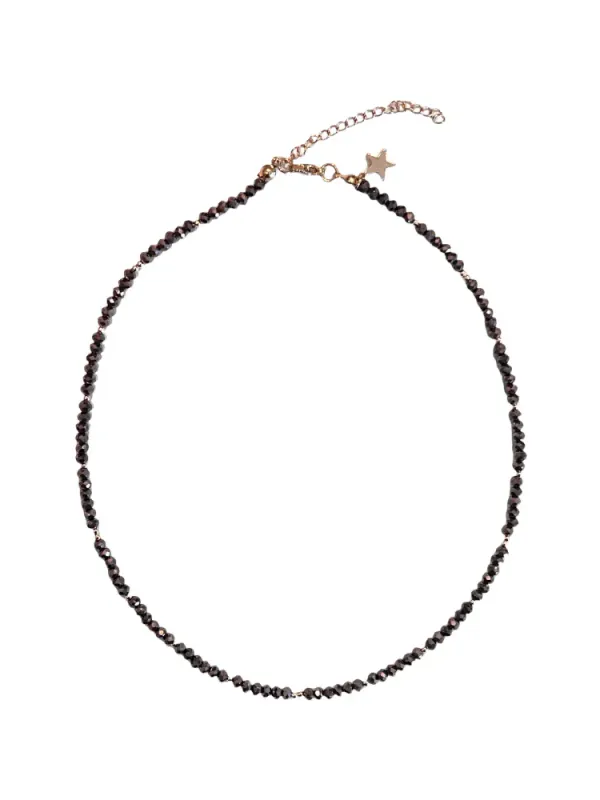 Dark crystal bead necklace sparkled soft brown