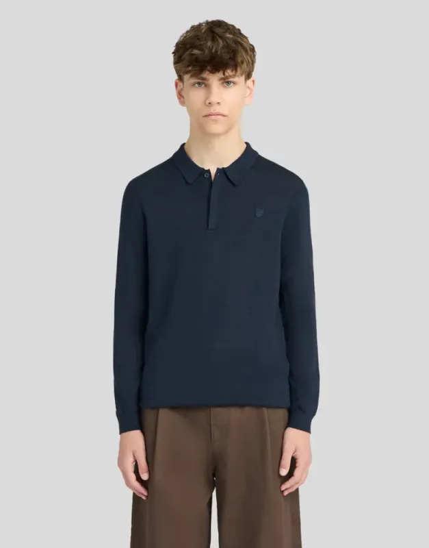 Lyle & Scott LS knitted polo shirt dark navy