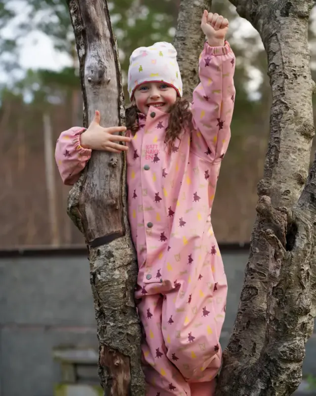 Kattnakken hagl helårsregndress rosa krystall
